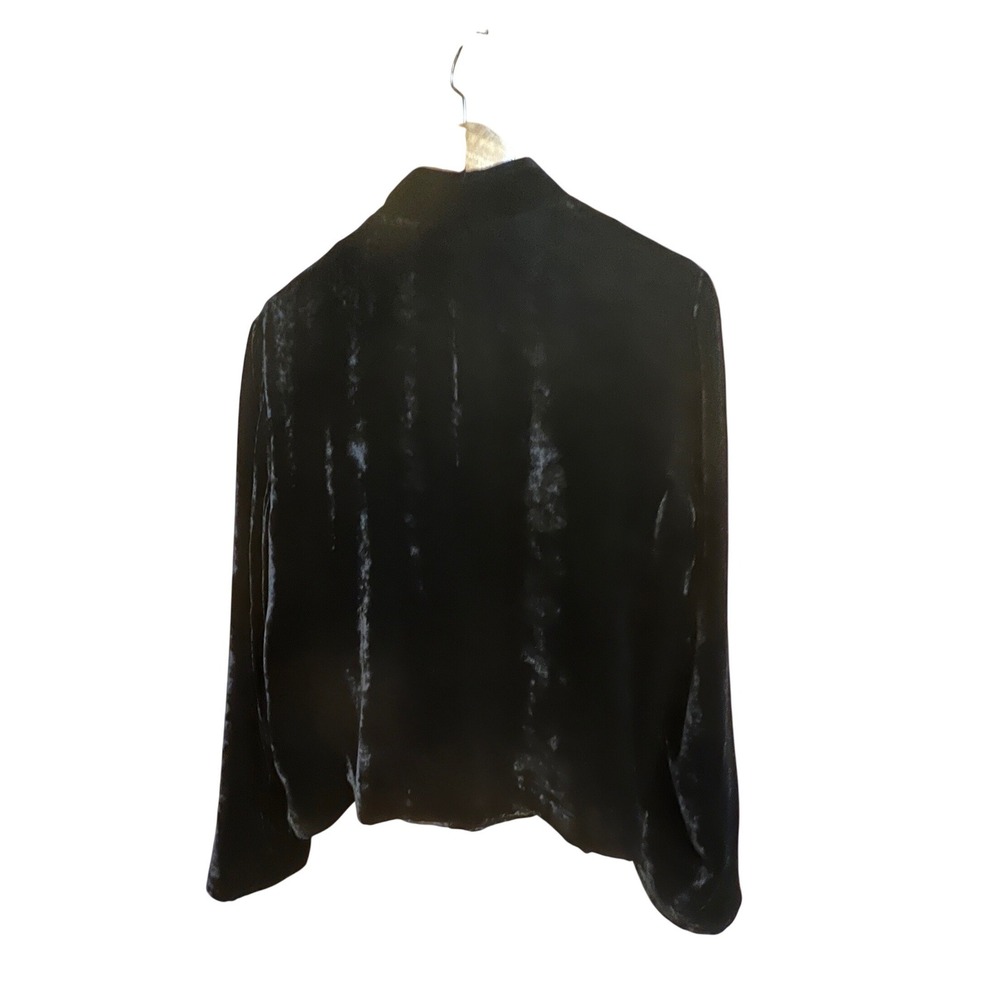 J.Jill Black Silk Blend Velvet Double Breasted Mandarin Collar Blazer Jacket L - Picture 2 of 9